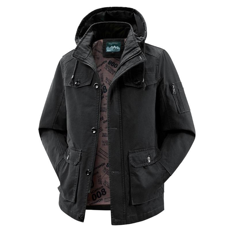 Men's Plus Size Winter Workwear Jacket - Fleece Lined, Thick, Multi-Pocket, Hooded