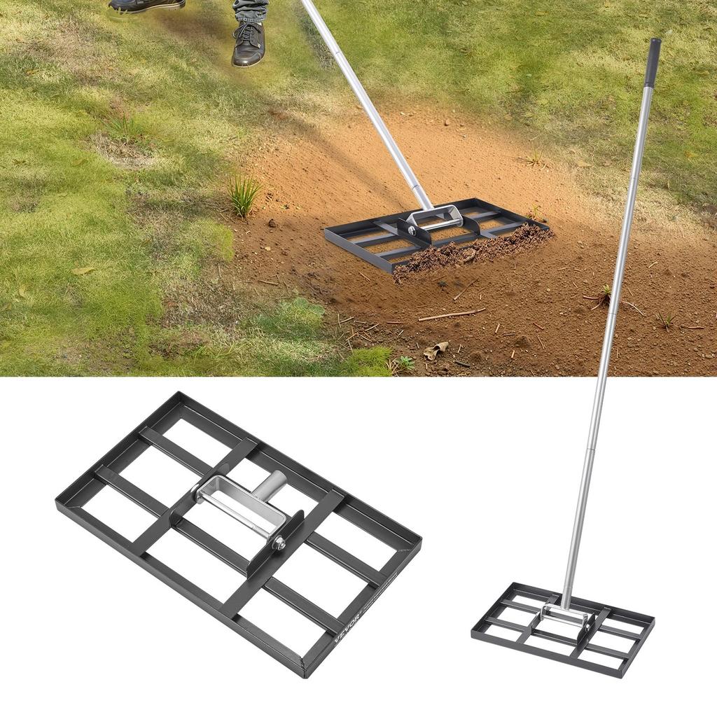 10x17in Lawn Leveling Rake 78 In Adjustable Handle for Yard Golf Court