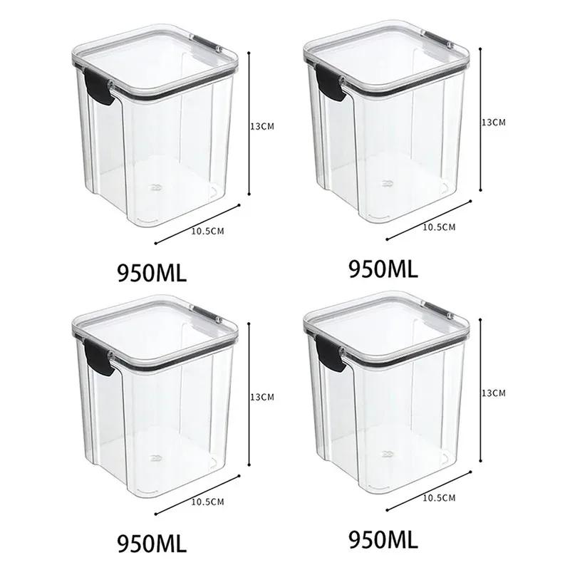 High Quality Sealed Jar Food Storage Box Transparent Plastic Kitchen Organizer Multigrain Tank Stackable Dried Sealed Storage