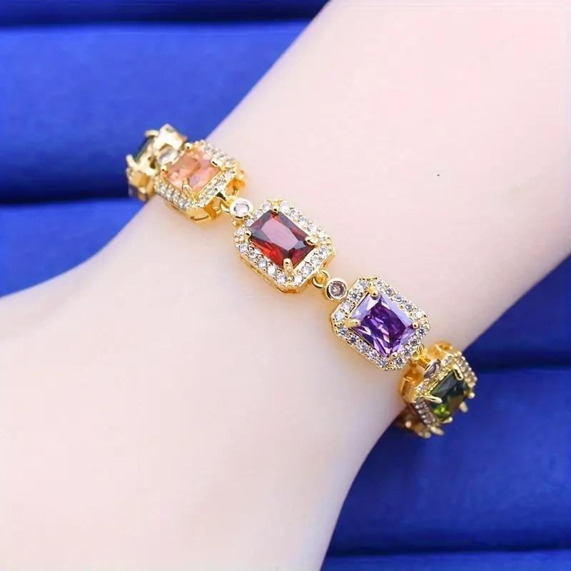 Classic Square Design Color Heavy Industry Zircon Bracelet European and American Fashion Exquisite Bracelet Niche Design 2026