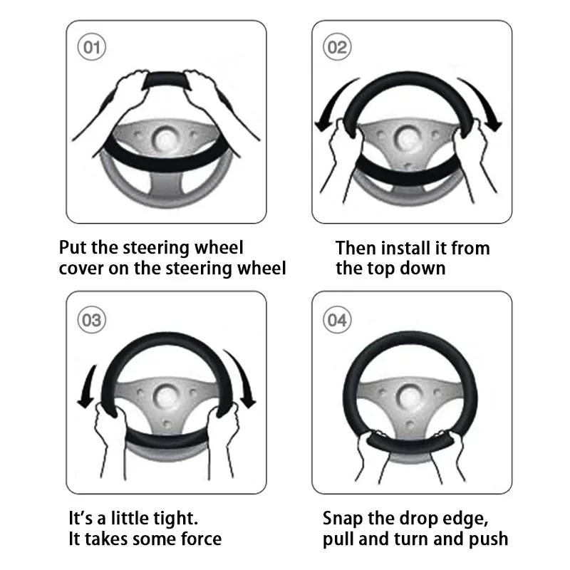 No Smell Thin For Ford Fiesta Steering Wheel Cover Leather 1.3 1.5 1.6 2004 2005 2006 2009 2010 2011 2012 2013 1.0 GTDi 2014