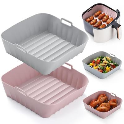 1Pcs Airfryer Cesta de silicone Bandeja quadrada de silicone para Airfryer Forro de prato de fácil limpeza Pizza Plate Grill Pan Mat