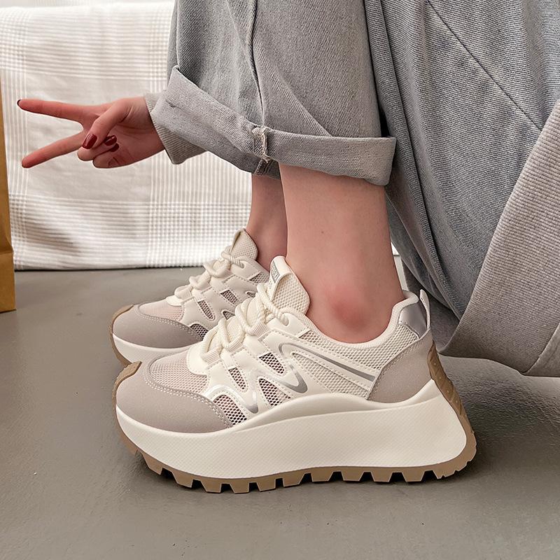 

ins Korean version of the new dad shoes girl 2025 summer student mesh breathable casual platform white shoes W511-1 40