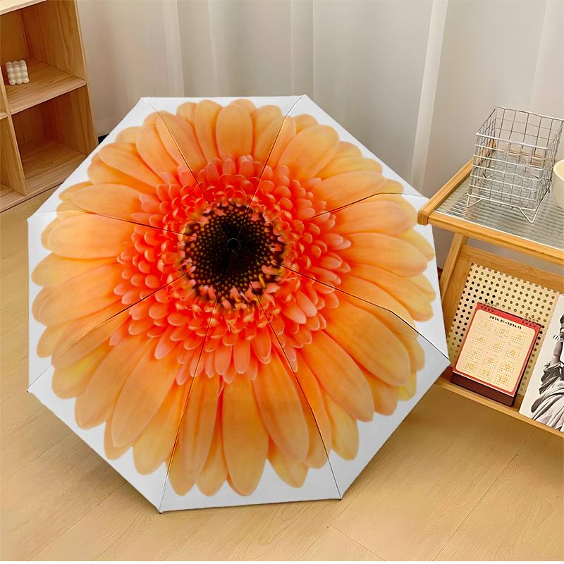 

Beautiful blooming flowers Theme Automatic Umbrella Compact 8-Rib Design Sturdy Construction Durable Everyday Carry Umbrella Stylish Accessory