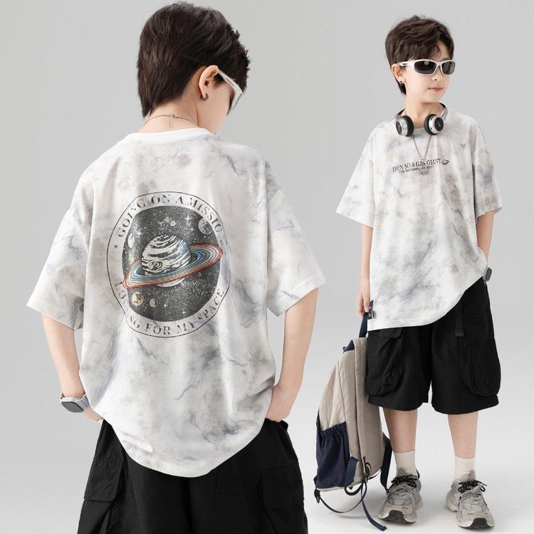 Boys  Tie-Dye Short-Sleeve Korean Style Casual T-Shirt 170 cm