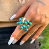 Colorful Stone Multi Pendant Tassel Bead Rings for Women Exaggerated Large Grunge Adjustable Finger Ring Geometric Jewelry Accessories Gift