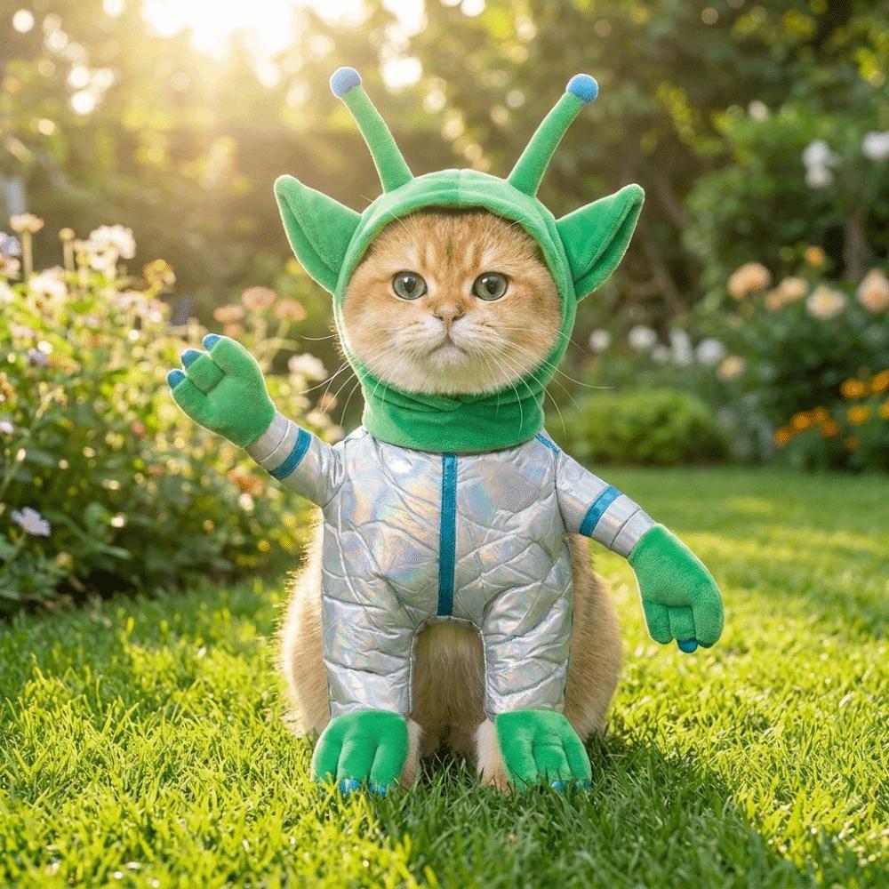 Plush Hands and Feet Pet Alien Transformation Outfit Colorful Laser Dog Cosplay Clothes Parade