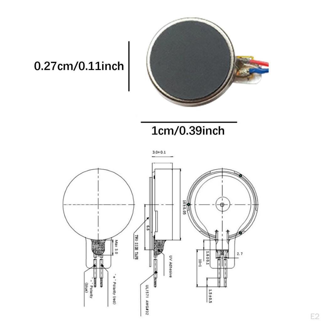 2x 1027 Mini Vibration Motors 12000RPM Stable Multipurpose Flat Button Type for Facial Cleansers