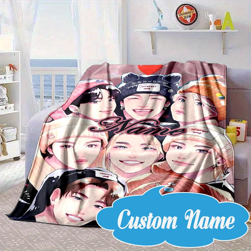 Custom Name K-pop Stars Unite Blanket bed sofa Blanket Flannel Blanket for Camping, Hiking, Picnic Essentials,gift for Fan family
