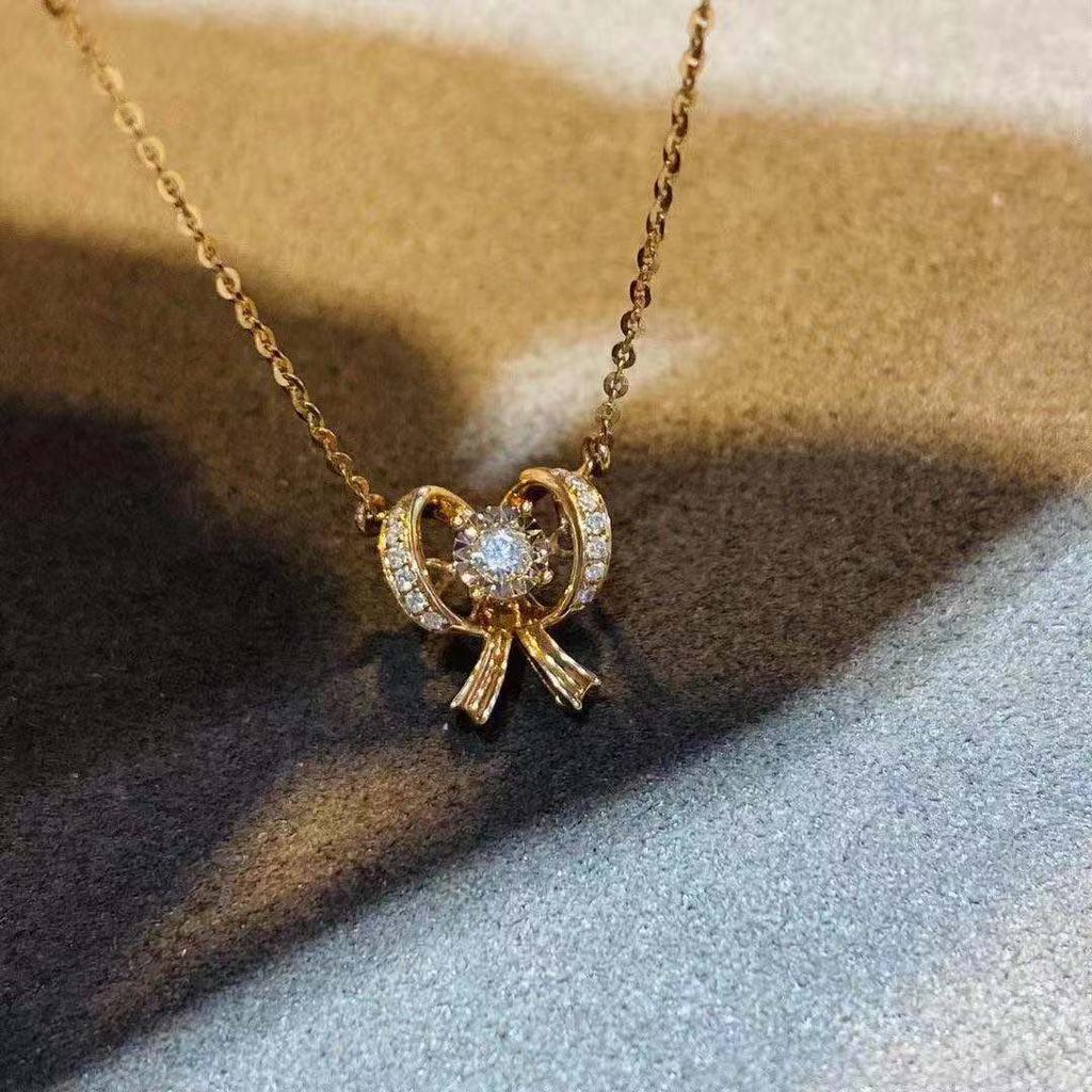 Silver Jewelry Design Bow and Smart Silver Necklace Fashion Jewelry Light Luxury Accessories Clavicle Chain Women