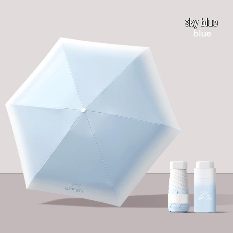 New Macaron Color Five-Fold Ultra-Light Sun Protection Compact Mini Umbrella with Buckle Handle