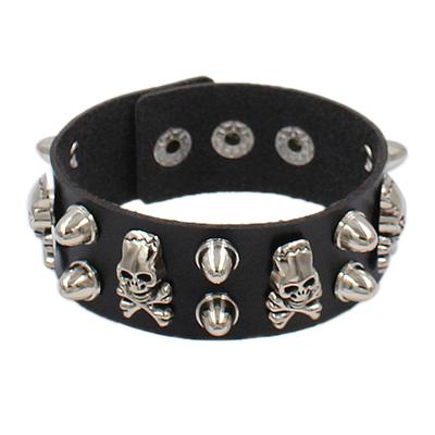 2025 New Pink Red 90s Punk Skull Spot Cuspidal Spike Rivet PU Leather Bracelet For Women Men Gothic Wristband Bangle Jewelry