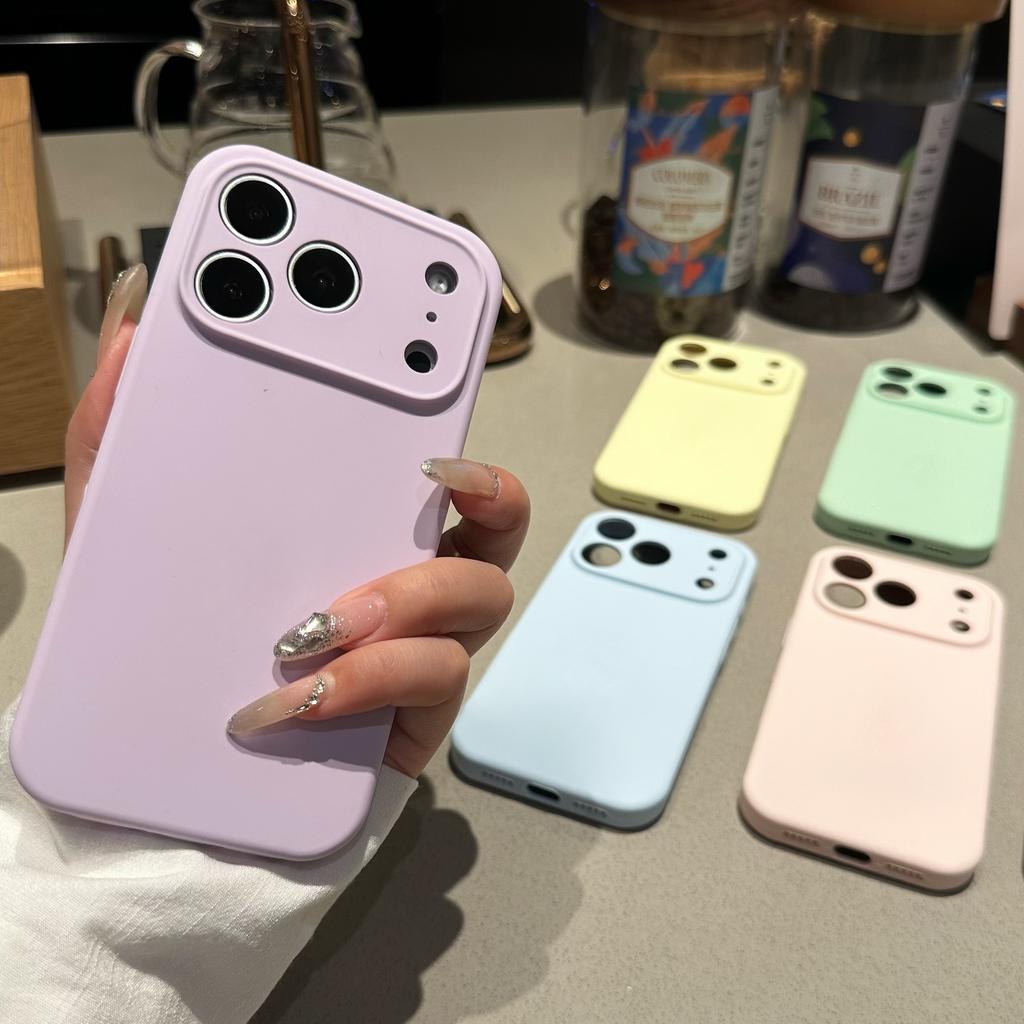 Advanced sense liquid silicone for iPhone17promax mobile phone case Apple 16 solid color anti-drop all-inclusive sheath