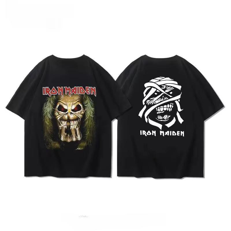 Band Around Short Sleeve T-shirt Male European High Street American Heavy Metal Rock Half Sleeve Ins Y2k Hot Sell New Brand