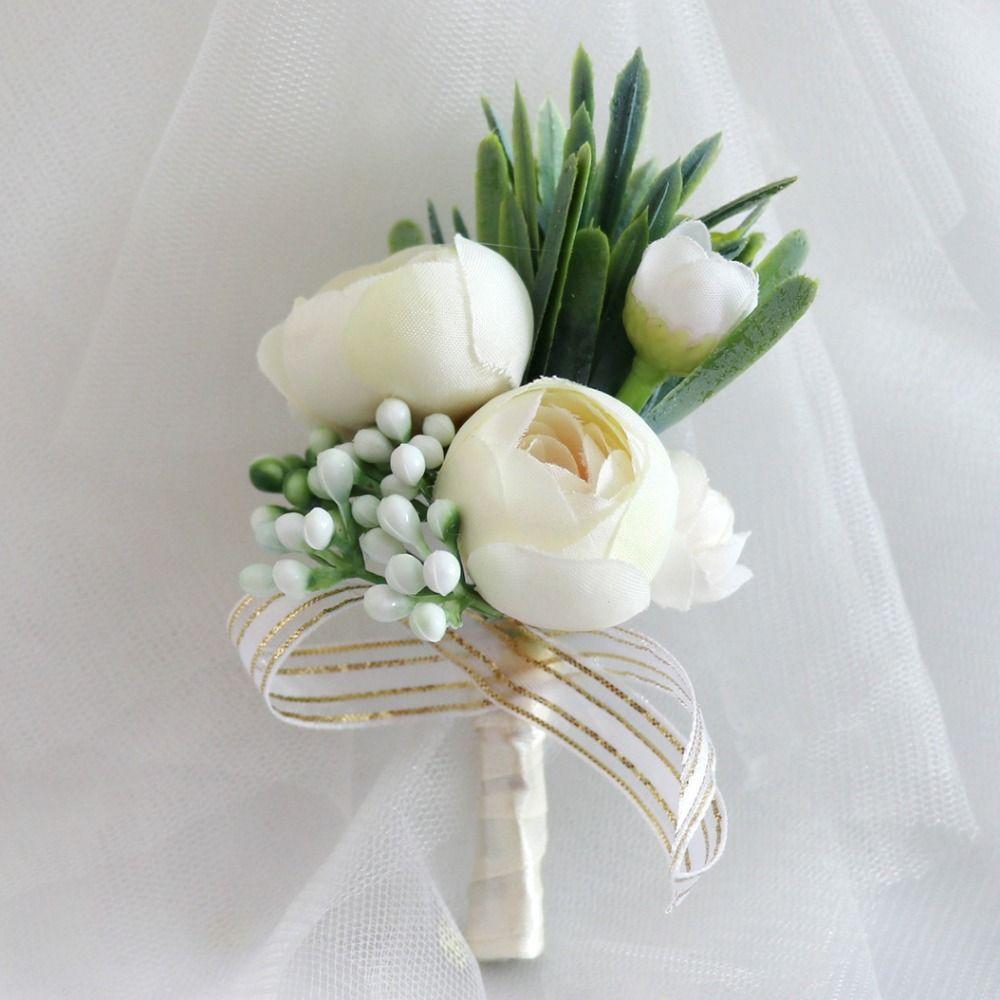 Simple Bridal Corsage Elegant Artificial Flower Bud Corsage For Wedding Birthday Bridal Décor