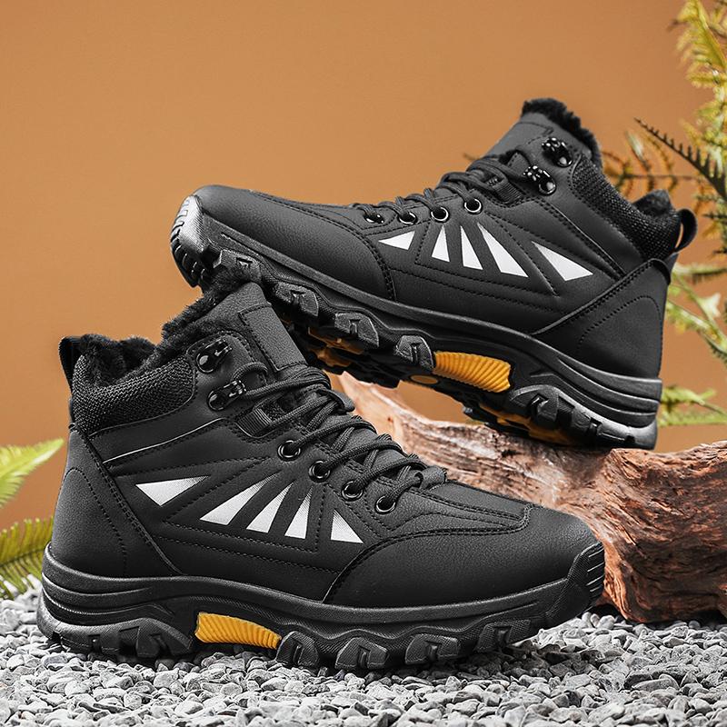 Winter Warm Men's Hiking Shoes Outdoor Waterproof Snow Boots Anti-slip Trekking Climbing Shoes Comfort Walking Sneakers with Fur