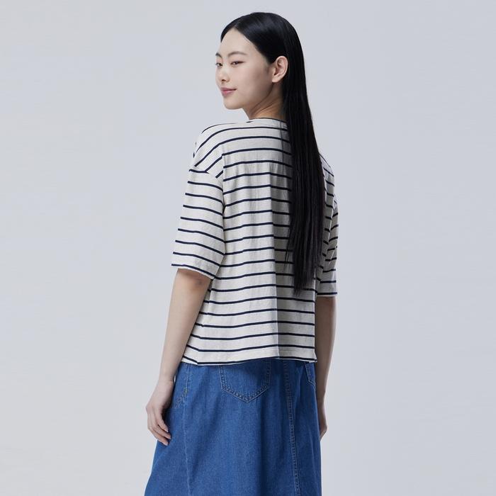 Benetong Printed Striped Short Sleeve T-Shirt_Bats99631Ny