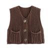 2025 Autumn/Winter Women's V-Neck Sleeveless Three-Button Knit Cardigan Vest