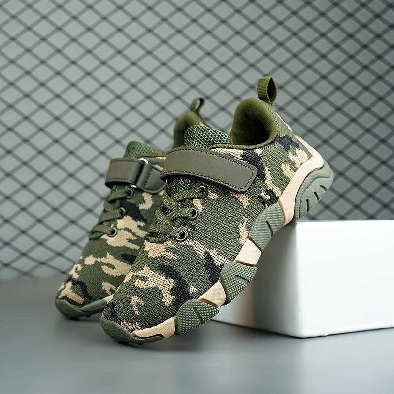 Campus student fashion military training shoes, camouflage athletic shoes for elementary and middle school children, running and exercise shoes