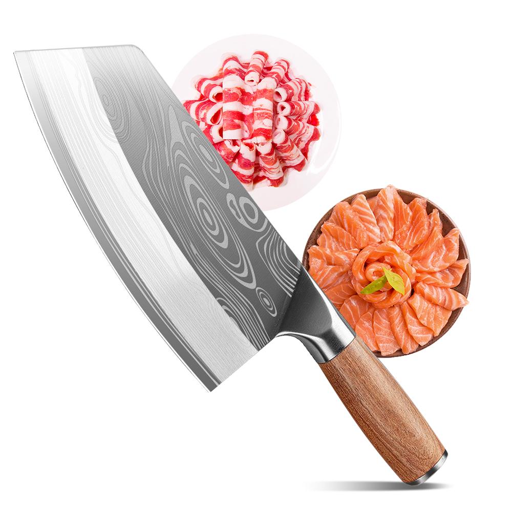 Chef Knife Japanese Damascus Style Kitchen Cleaver Chopping Meat Stainless Steel Professional Kitchen Knives with Wood Handle