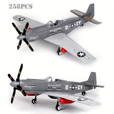 285 sztuk Wojskowe P-51 Mustang Fighter Building Blocks Army Edukacyjne klocki dla dzieci Zabawki urodzinowe Prezenty świąteczne