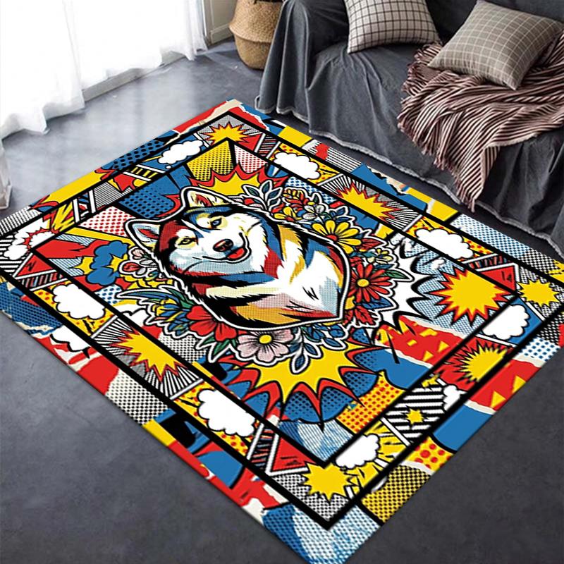 2025 New Husky Dog Carpet Rug for Living Room Bedroom Home Sofa Decoration,Kids play Non-slip Floor Mat66