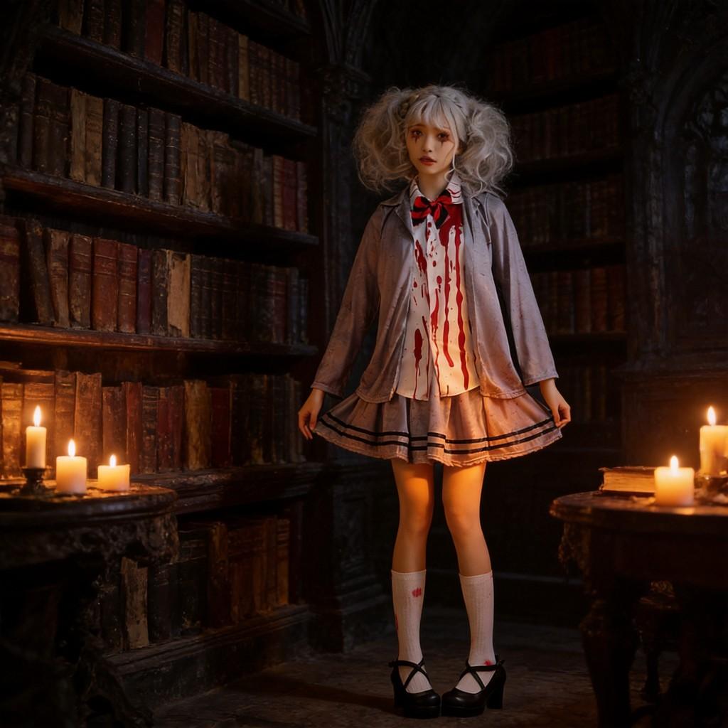 Costume da Bambina Zombie di Halloween con Pizzo e Rete per Bambini