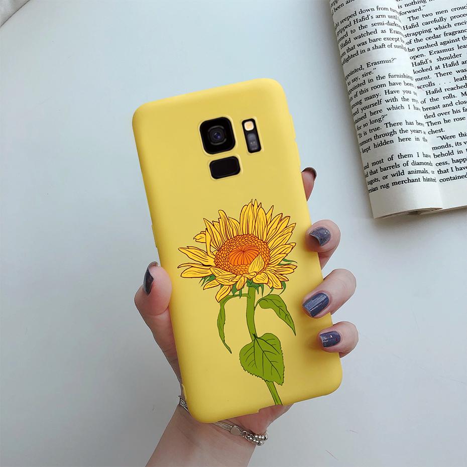 Fashion Daisy Flower Cute Silicone Cartoon Phone Case for Samsung Galaxy S9 S9 Plus Samsung S 9 Samsungs9 Plus S9plus Case Cover