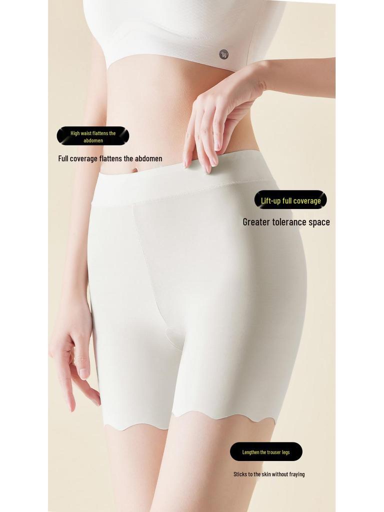 Ice Silk Seamless High Waist Tummy Control Women's Breathable Plus Size Safety Underlayer Pants