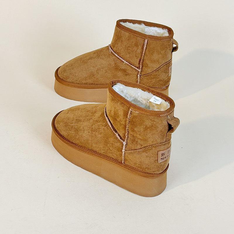 

9991 New winter snow boots casual women s velvet cotton shoes medium top solid color heightening warm cotton boots 40 верблюд