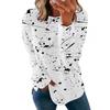 Plus Size Women Printed Long Sleeve T Shirt Loose Round Neck Tee