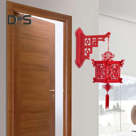 Chinese New Year DIY Lantern Kit Lucky Red Fu Wall Mount Hanging Lantern 3D Puzzle Hollow Out Spring Festival Lantern for Home Decor