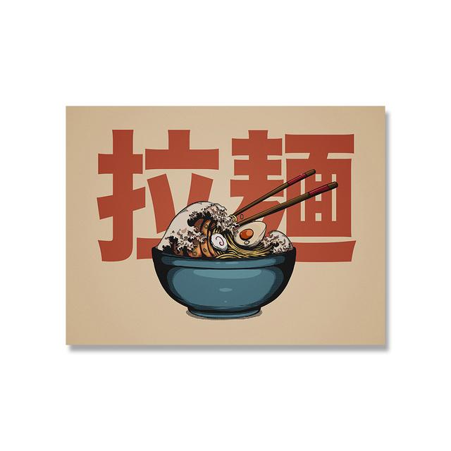 

Japanese hokusai ramen wall print vintage posters the great wave from kanagawa art painting on canvas decor for kitchen and shop 21*30cm No Frame