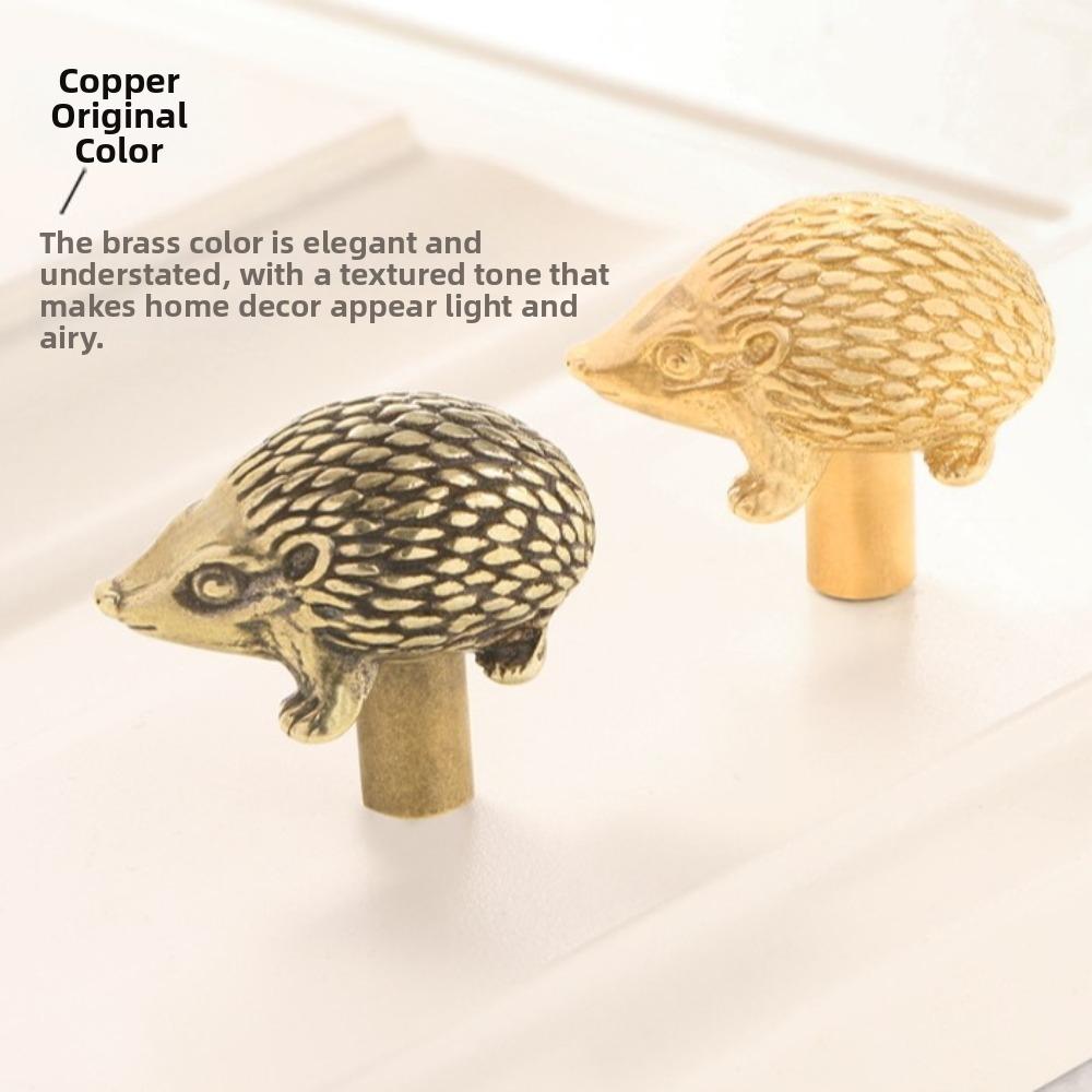Retro Little Hedgehog Brass Handle Furniture Hardware Vintage Cabinet Door Knobs Single Hole Push-pull Wardrobe Drawer Pulls