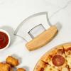 Wooden Handle Pizza Cutter Stainless Steel Pizza Slicing Food Chopper Herb Cheese Knife Cutter Ring for Precise Baking Tools