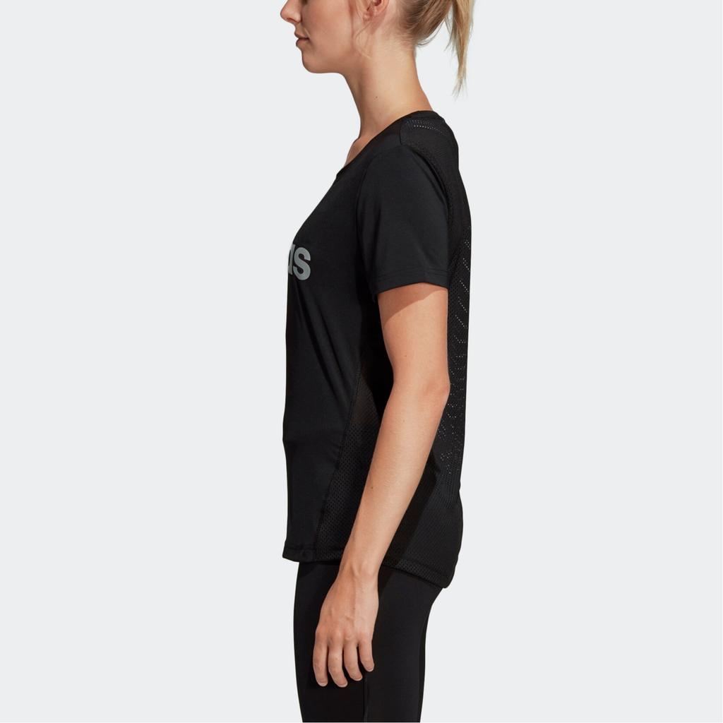 Adidas Womens D2M Lo Tee Mesh Panel Training Short Sleeve T-Shirt Women Tops Black DS8724