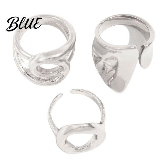 Lightweight Comfortable Ring 3Pcs/Set Alloy Plating Process Set Exaggerated Geometric