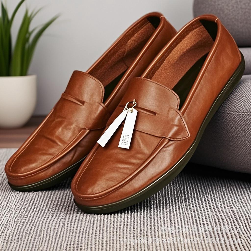 

Мужские туфли Doudou на мягкой подошве, летние дышащие тонкие туфли Doudou, повседневные мужские туфли на одной педали, 2025 44 темно-коричневого