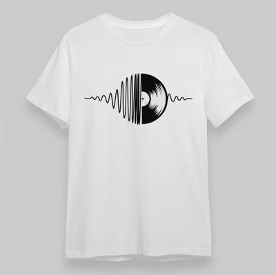 Herren Oversize T-Shirt Mit Auffälligem Vinyl Audiowellen Kontrastdruck Baumwoll-Tops