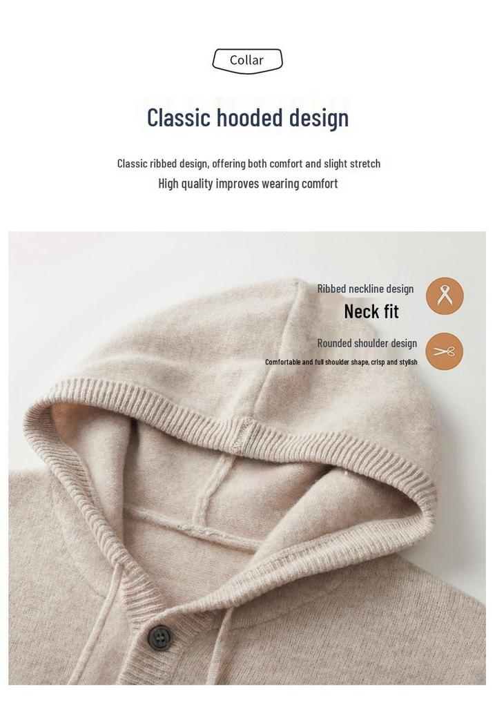 Men's Thick Warm Knit Wool Hoodie - Casual Loose-Fit Sweater for Autumn & Winter