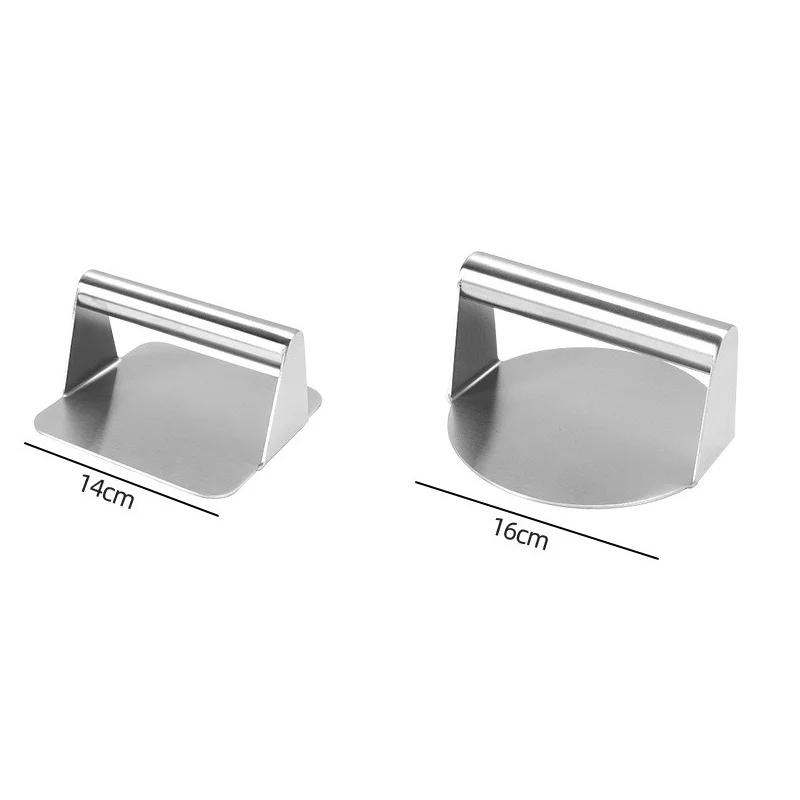 Edelstahl Hamburgerfleischpresse Rund/Quadratische Smash Burger Presse Aufschnitt Küchenwerkzeug Flachgrill Werkzeuge Fett auspressen