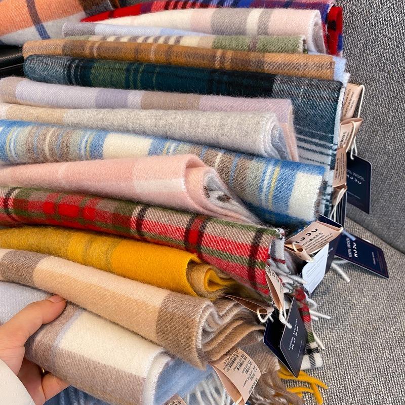 Heavy treasures ool simple and versatile plaid wool scarf female couple narrow version long men's scarf