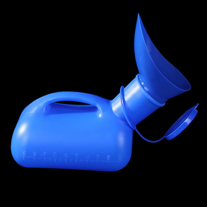 User-friendly 1000ML Pee Bottle, Blue Mobile Toilet with Lid, Unisex Urine Storage Tool for Travel