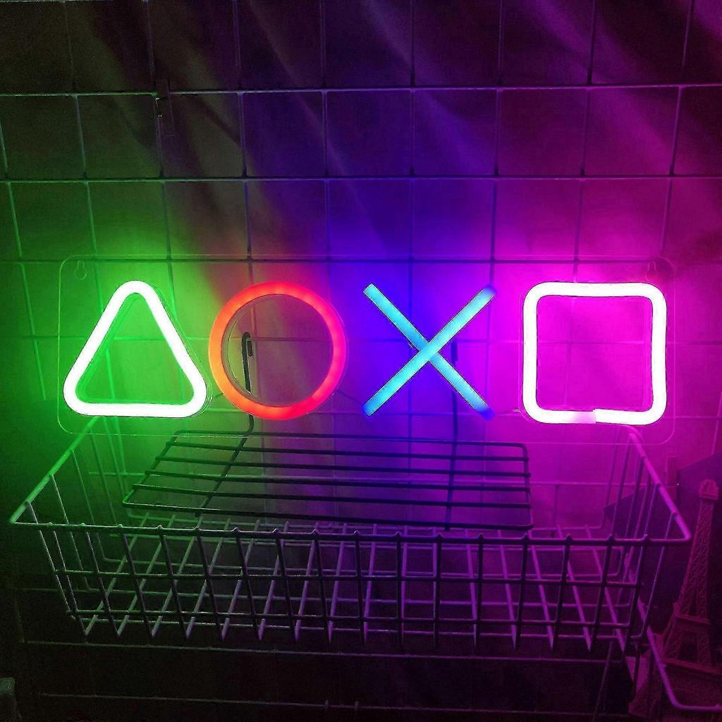 Game Console Button Icon Neon Sign 16.3"x 4.9" Game Controller Led Neon Light Wall Light Decor For Gaming Room Living Room, Man Cave Arcade Bar Club P