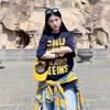 American retro cotton short-sleeved t-shirt women's summer letter printing round neck loose large size fat mm couple top tide