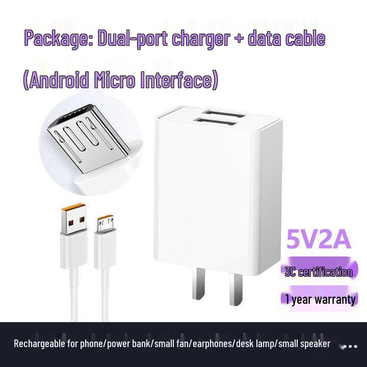 Universal Android Charger Type-C Sound Card 5V2A/5V1A Fast Charge USB Plug
