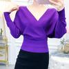 Vintage Elegant V-neck Knit Pullovers Women Solid Y2k Retro Chic Sweater Tops Female Korean Fashion Casual Clothes