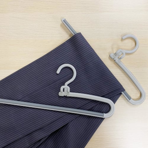 Shinkohanger Mono Closet Slacks Hanger Set of 2 with Connecting Hooks and Swivel Hooks, Gray