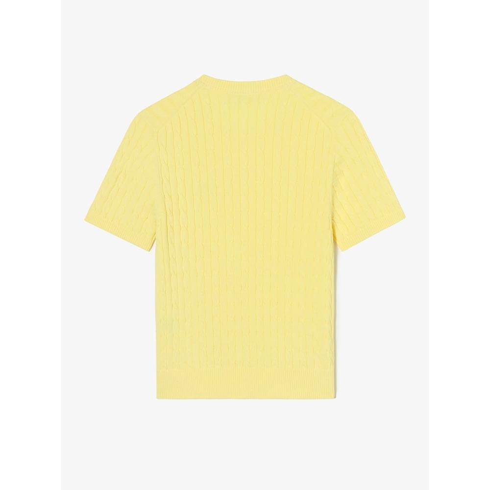 LacoSte Women S Cable Short Sleeve Crewneck Af480e 54g 107 q2nAf480e 54g107