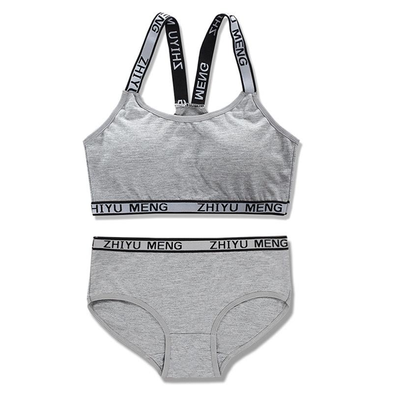 Girls' Bra and Pantie Two-piece Children's Underwear Set Letters Print Kids Bra Underpants